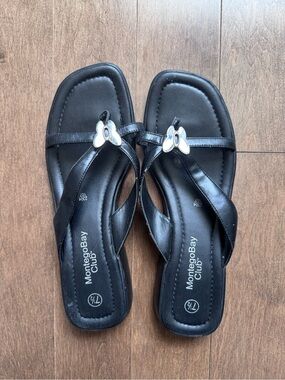 Montego Bay Club Black Thong Butterfly Sandals
